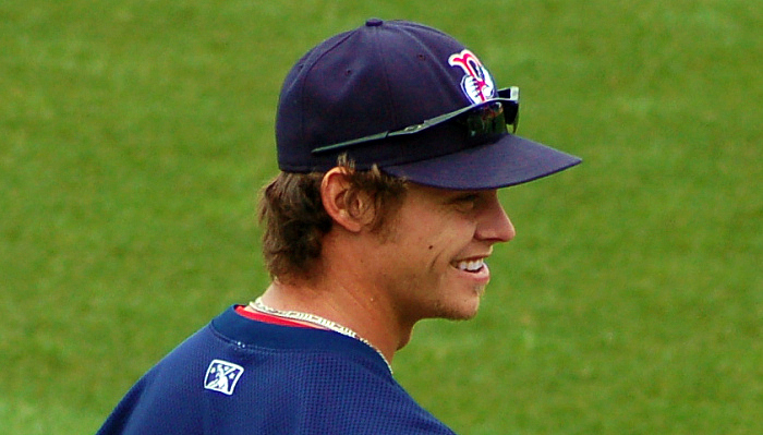 Here's hoping Clay's still smiling after tonight's game!  (Photo taken by me in Pawtucket last year)
