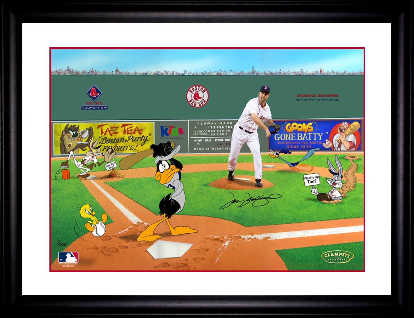 "Knuckled Under" -  "Each numbered limited edition is personally signed by Tim Wakefield, custom framed and comes with a Certificate of Authenticity."