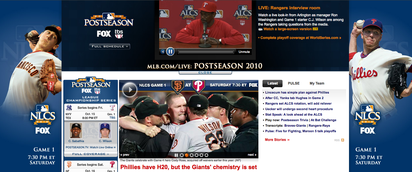 I took this screengrab at MLB.com.  The background amuses me.  First time in a while that any team was deemed more important than the Yankees over at MLB.