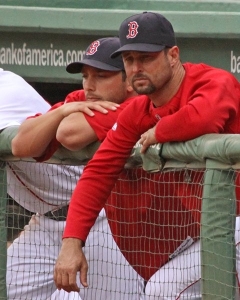 Wake and Kottaras this past week at Fenway. Photo courtesy of Kelly O'Connor/sittingstill.net and used with permission.