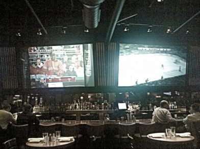 BoSox and Bruins on the Screen Monsters at Jerry Remy's (taken with the phone so forgive the poor quality!)