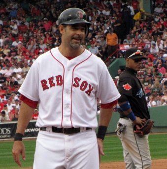 Mike Lowell looks pleased while Yunel Escobar seems to glare at him. One of the shots I took yesterday.